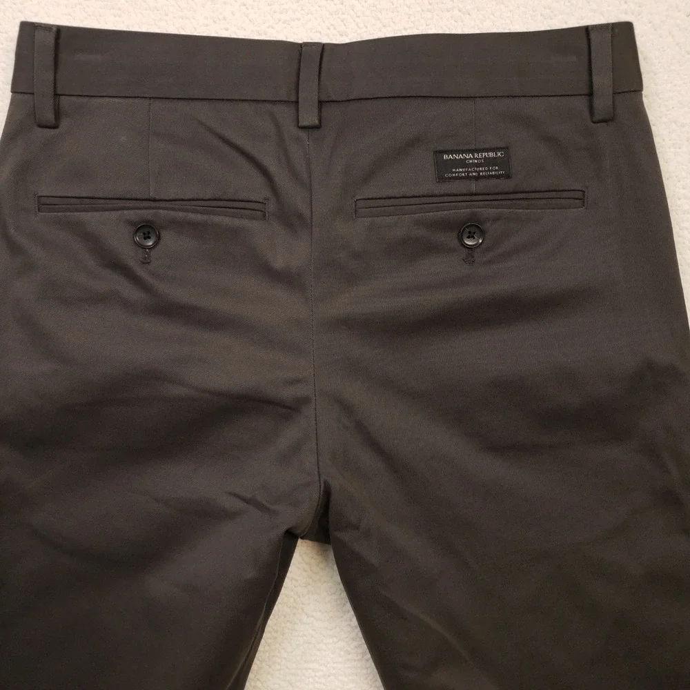 Banana Republic Chino Pants Mens 28x30 Gray Fulton Skinny Fit Stretch Cotton